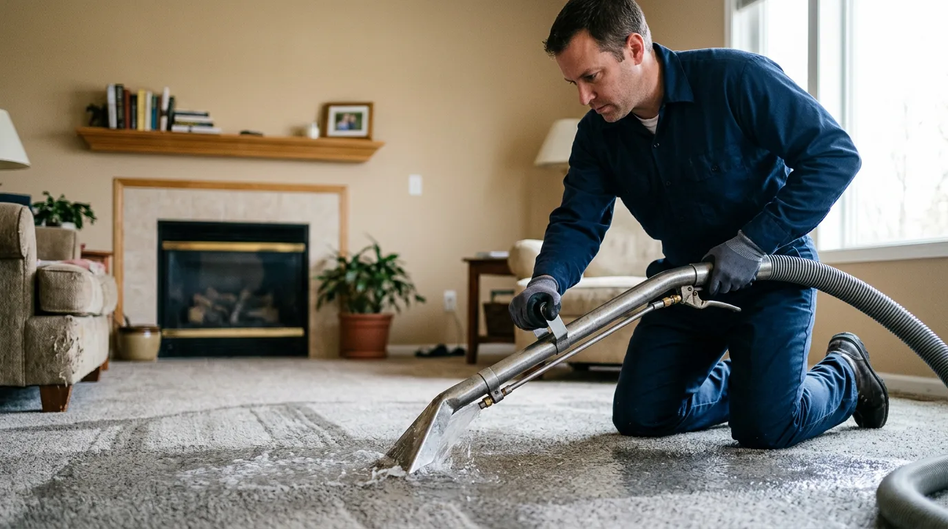 Water damage restoration technician working near Arvonia, VA